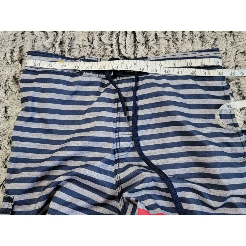 RS Surf Men's Board Shorts Striped Elastic Waist Drawstring Pockets‎ Size M